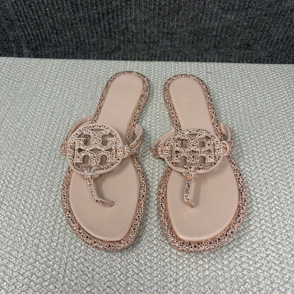 NEW Tory Burch Miller Pavé Knotted Malva Sandals Flip Flops Pink Women’s 11 M